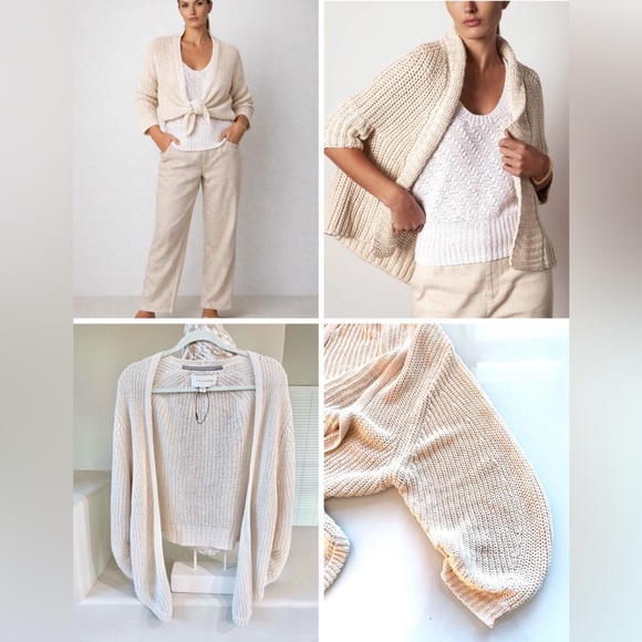 Brochu Walker Linen Open Knit Cardigan – CreamSize SNew